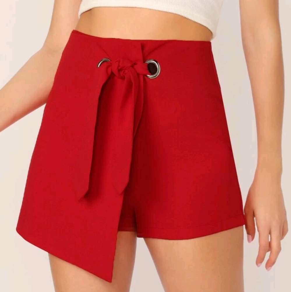 Knot Asymmetrical Wrap High Waist Skort